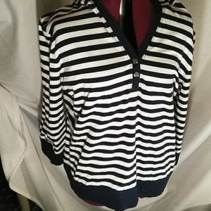 LRL blue/white striped hoodie XL